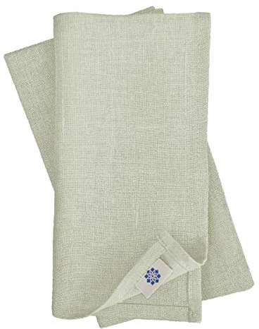 Linen & Cotton Hochwertige 4 x Stoffservietten/Servietten Stoff/Leinenservietten Hygge - 100% Leinen, Hellgrau/Grau (32 x 32cm) für Feiern Home Küche Esstisch Dekoration Abendessen Cafe Restaurant