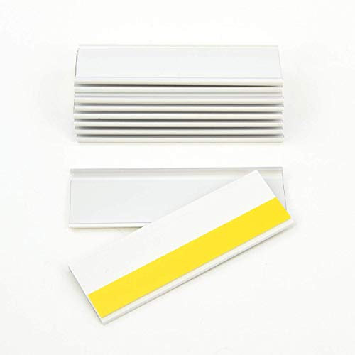 Selbstklebende Etikettenhalter für Einstecketiketten 300 mm Breit/Tickethalter/Etiketten Halter (21 mm Höhe, Weiß, 10 Stück)