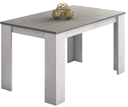 duehome Mesa Comedor, Mesa Fija, Modelo Berta, Acabado Andersen Pino y Gris, Medidas: 140 cm (Largo) x 80 cm (Ancho) x 75 cm (Alto)