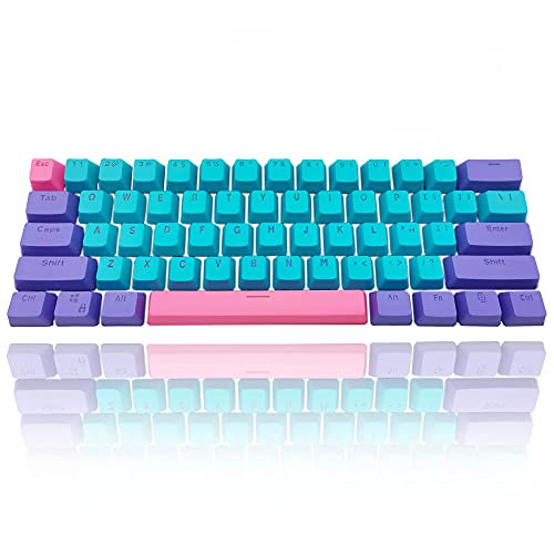 GTSP 61 Keycaps 60 Prozent Ducky One 2 Mini Keycaps of Mechanical Gaming Keyboard OEM Profile RGB PBT Keycap Set with Key Puller for Cherry MX Switches GK61/RK 61/Anne Pro 2/Joker (Only Keycaps) blau