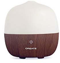 CREATE/Aroma Studio/Difusor de Aromas y humidificador Madera Oscura/Emite Vapor Frio con propiedades Humectantes y de Aromaterapia, 7 Colores de Luces LED programables, 120ml, 5W