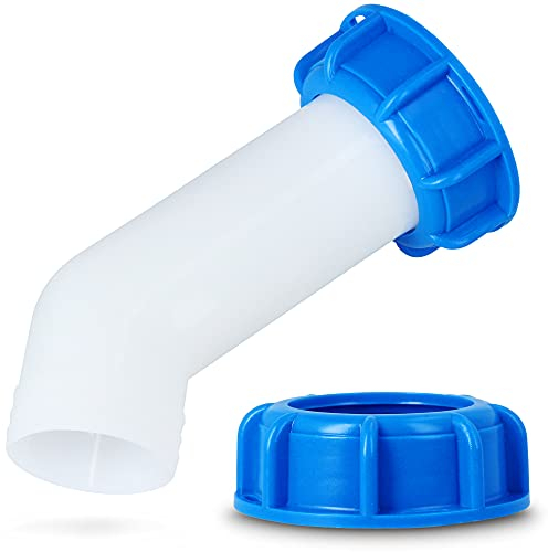 BRADAS® IBC Container Tank Adapter Auslaufstutzen Auslauftülle Grobgewinde S60x6 Innengewinde Weiß Blau Kunststoff Tankdeckel | Anschluss Wassertank Zubehör Ablauf Abdeckung Regentonnen Tank Behälter