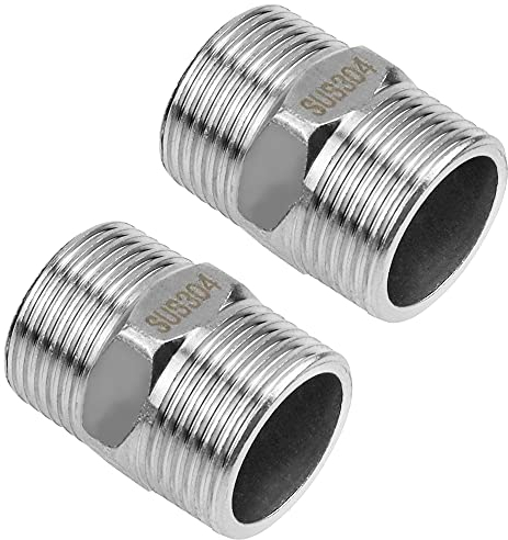 JPGhaha 2Pz Raccordo Filettato Esterno a Doppio Capezzolo in Acciaio Inox 304 DN25 Maschio a Maschio Attacco Esagonale da 1 Pollice Filettato Rubinetto Connettore