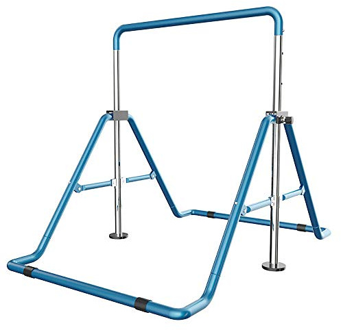Ginnasti per ginnastica orizzontale, barra di allenamento orizzontale, pieghevole, altezza regolabile, portata fino a 100 kg, per bambini, allenamento a casa, blu