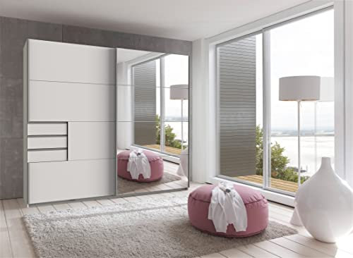 Schwebetürenschrank Kleiderschrank Schrank Schlafzimmer Möbel Susanetta I Weiß