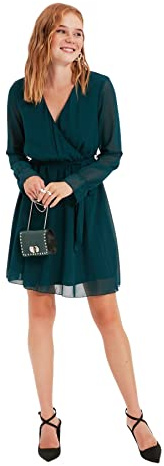 TRENDYOL Damen Midi Ruffle Hem Fitted Dress Dress (1er Pack)