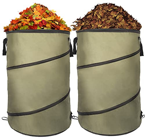 Leaf Waste Bag Outdoor Camping Waste Bin Pop-Up Trash Can/Recycle Bin(2 Pack)