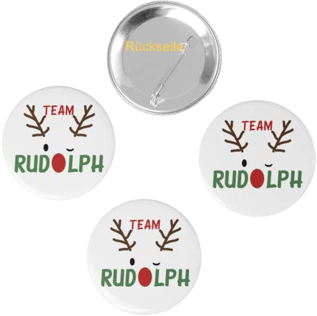 Set Buttons Team Rudolph Weihnachten 59mm Ansteck-Pin Anstecker (5-er Set)