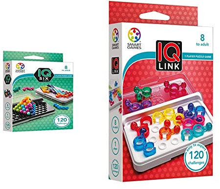 smart games - IQ Six Pro, Puzzlespiel mit 120 Herausforderungen, 3 Spielmodi, 8+ Jahre & SG 477 IQ Link
