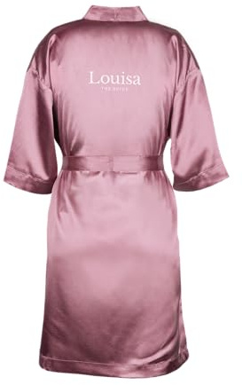 your surprise Robe kimono personnalisée avec nom ou texte - Demi-manche avec boucle à la taille et col en V oblique Design 100% polyester de haute qualité avec un toucher satiné doux (94 cm)