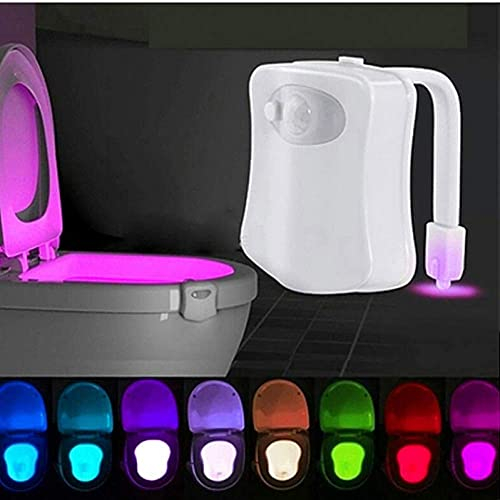 Generic Toilet Light Motion Activated LED Night Light 8 Colors Toilet Bowl PVC Material Multicolored