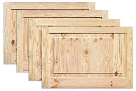 Kassettentür Schranktür Holz RUSTIKAL | 39,5 x 59,4 cm 4-er Pack Set | unbehandelte Holztür aus Kiefernholz im Kolonialstil und Markflecken als Raumteiler Schiebetür für Regale, Schränke, Möbel