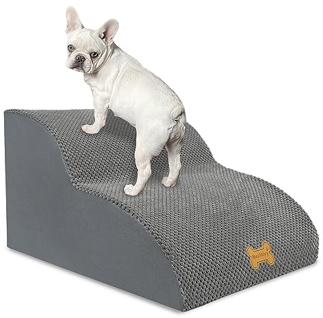 Nepfaivy Escalier pour Chien à 2 Marches - Rampe pour Chien en Mousse Haute Densité, Escalier pour Animaux avec Housse Amovible et Fond Antidérapant, 55x40x30cm