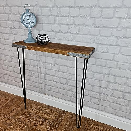 Statement Furniture: Rustic Hallway Console Table Sideboard - Radiator Shelf Handmade Reclaimed Scaffold Boards, Wooden & Hairpin Legs, Narrow Shelves - Customisable Length, Width & Colours