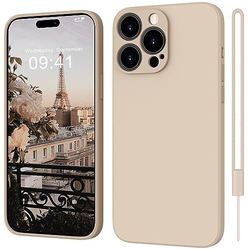 WXX Case for iPhone 15 Pro Max Silicone Camera Protection Ultra Slim Case Soft Gel Cover Rubber Lightweight Anti-Scratch Phone Case Compatible for iPhone 15 Pro Max 6.7 Inch Beige