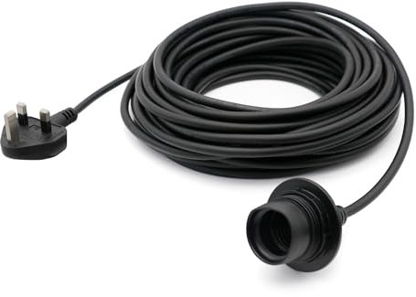 FIRMERST Outdoor Pendant Light Fitting with Plug, E27 Lamp holder 10m Rubber Cable IP44