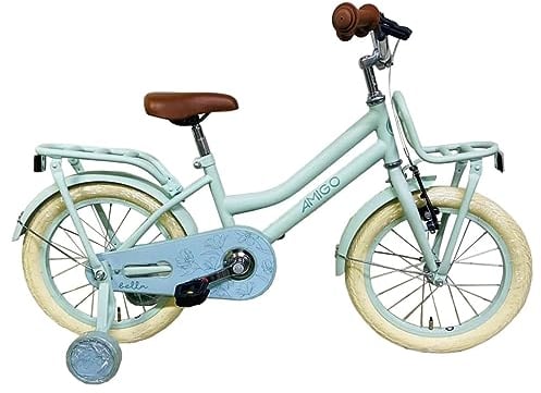 AMIGO Bella - Kinderfahrrad - 14 Zoll - mit Handbremse, Rücktritt, Lenkerpolster und Stützräder - ab 4-5 Jahr - Grun