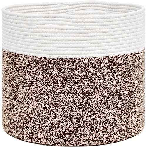 Laundry Basket, Large Toy Storage Basket for Kids Washing Basket for Laundry, Cotton Rope Basket for Toys, Blankets, Clothes, Woven Blanket Basket in Living Room, Bedroom, 40x35cm