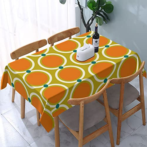 Rechteckige Tischdecke im Retro-60er-70er-Jahre-Stil, staubdicht, Tischdekoration, knitterfrei, Tischtuch – 137 x 183 cm
