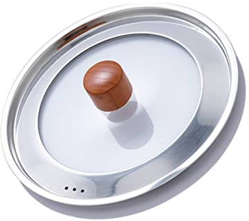 ZzzaNa 2pcs Heat Skillet and Cast Anti Splashing Pan Oil Bead Iron Cm Knob Pot Woks Resistant Transparent Wooden Frying Universal Kitchen Vent Window Pots Skillets Replacement Cover Wok (Color : As S