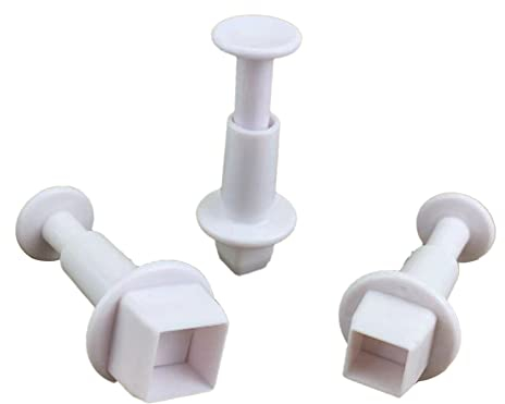 3 piezas de cortador de galletas cuadrado de émbolo DIY cuadrado molde de fondant herramientas de decoración de pasteles accesorios para hornear cortador de fondant formas de émbolo para decoración de