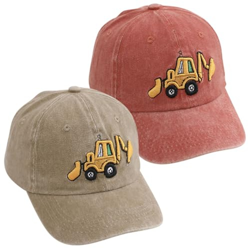 Besforta Cute Stickerei Bagger Kleinkind Kinder Baseball Cap verstellbare Baumwolle gewaschen Vintage Dad Hut für Jungen Mädchen Alter 2-8