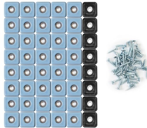MaxAwe 50 Stücke Quadrat Teflongleiter, Ø 25 mm Teflon Möbelgleiter zum Schrauben PTFE Gleiter, Furniture Glides mit Schraube