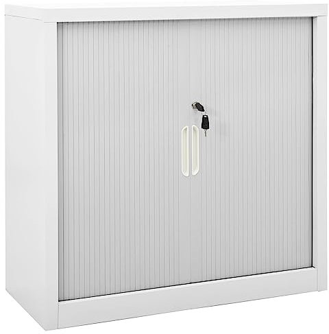THOYTOUI Schiebetürenschrank, Metallschrank Stahlschrank Büroschrank Werkzeugschrank Geeignet für Schulen Büro Supermärkte Lagerhaus Grau 90x40x90 cm Stahl