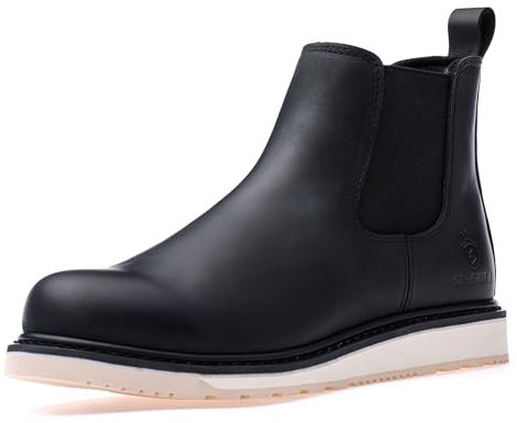 SL-Saint hecho a mano del dedo del pie suave botas Chelsea para hombres zapatos clásicos (Negro, Adulto, Hombre, 42.5, Números, Sistema tallas calzado EU, Ancho)