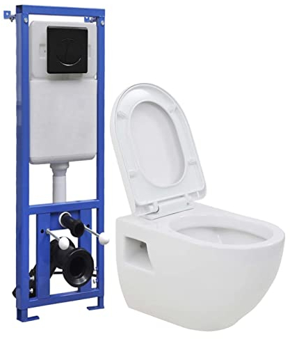ShGaxin Hänge-Toilette mit Unterputzspülkasten Keramik, Stand Wc Mit Spülkasten Komplett, Wc Komplettset