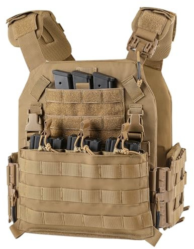 VOTAGOO GEAR Taktische Weste Airsoft Militär Weste, Atmungsaktive Paintball Weste, Plate Carrier Paintball Brustschützer (BROWN)