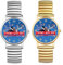 JewelryWe Trump-Attentat Uhr Elastische Armbanduhr: 2pcs Trump Fighting 2024 Shooting Trump Back Fist Raised Analog Quarz Armbanduhr Herren Damen Edelstahl Zugband römische Zahlen Uhr
