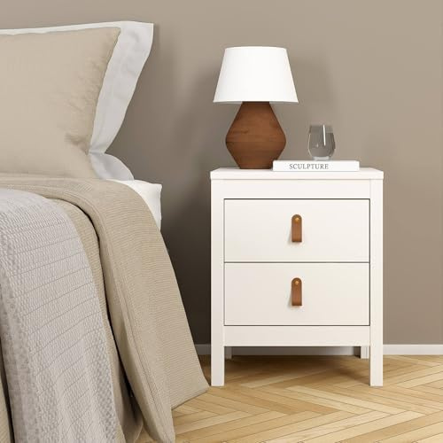 Dmora - Nachttisch Janette, Niedrige Kommode, Tisch, Multifunktionaler Nachttisch, 44x38 h54 cm, Weiß
