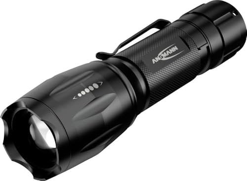 ANSMANN Taschenlampe, UV-Lampe, LED-Leuchte, 400nm, stufenlos fokussierbar, 4 Lichtmodi, für Sauberkeitskontrolle, Bernsteinsuche, Ködersuche beim Angeln, Schwarz