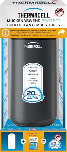 Thermacell Mückenabwehr Protect Basisgerät ohne Wirkstoffplättchen, innovatives Mückenschutz Standgerät in modernem Design, für Garten, Terrasse und Camping, Graphit