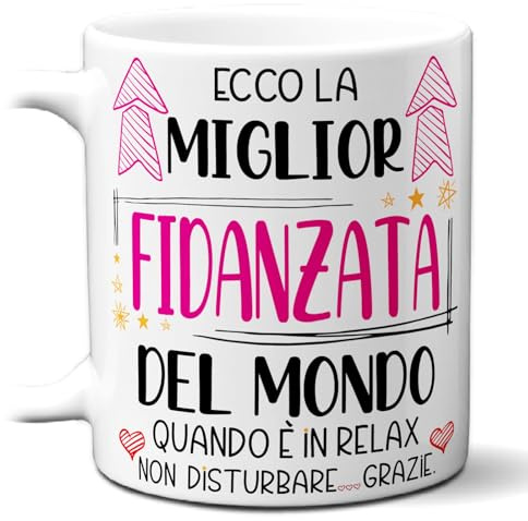 STAMPATEK Tazza Regalo per san Valentino per lei, Miglior fidanzato, Idea Regalo Compagna Natale Anniversario fidanzamento, Tazza Colazione Miglior fidanzato del Mondo in Relax - MUG202