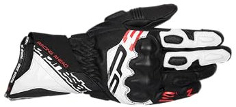 Alpinestars Guanti SP-3, in pelle di alta qualità, maggiore flessibilità e controllo, compatibili con touchscreen, taglia 2XL, nero/bianco/rosso fluo