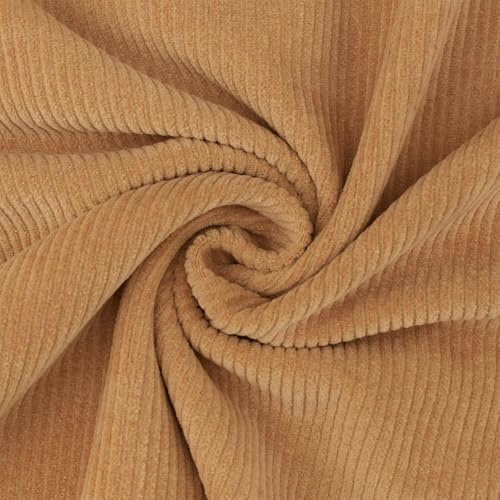 Cordjersey Stoff, elastisch, Jersey-Stoff | ab 50cm x 150cm (karamell) | Einfarbig/Uni - Länge am Stück in 0,50 Meter Schritten