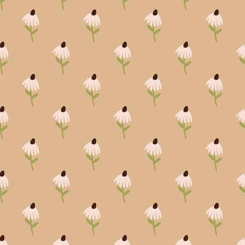 Wallpaper Brown Green Flowers Sticky Back Kitchen Wallpapers Art Deco Self Adhesive Wall Paper Peel and Stick Waterproof Removable Walpaper Bedroom Bathroom Living Room 38.6x120.6cm/1 roll