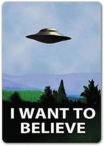 peiyeety Vintage-Metall-Blechschild, inspiriert von den Akte-X, „I Want to Believe, Vintage-Metallschilder, für Zuhause, Bar, Laden, Dekoration, Kaffeeschild, Geschenk, 20,3 x 30,5 cm