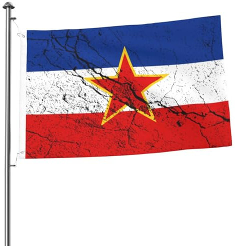 Drapeau de la Yougoslavie, effet texturé, pour extérieur, 60 x 90 cm, double face, robuste, pour maison, cour, festival, extérieur, décoration de jardin, drapeau de bienvenue