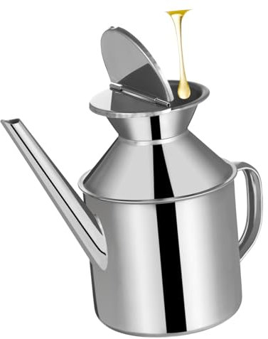 MUCKLILY Dispensador de Aceite Inoxidable con Pico Vertedor Botella Refillable para Aceite de Oliva Vinagre y Condimentos para Cocina Profesional