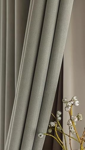 Wycian Rideau Cuisine Japonais Rideau Cuisine Taupe Clair 2 Panneaux Chenille Couleur Unie 96L x 214H Cm