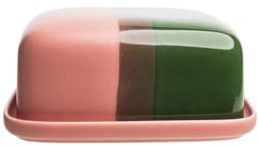 Butterdose INDUSTRIAL Keramik, Steinzeug Handgefertigt, spülmaschinenfest, mikrowellengeeignet, 17 x 13 x 7,5 cm, pink