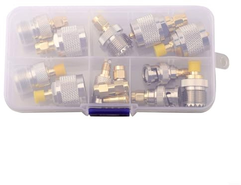 14-teiliges RF-Koaxialadapter-Set aus Kupfer, Kompatibel mit für SMA, BNC, UHF und N-Type für WLAN-Router, für ACCESS Points und Antennenkabel zur Signalübertragung