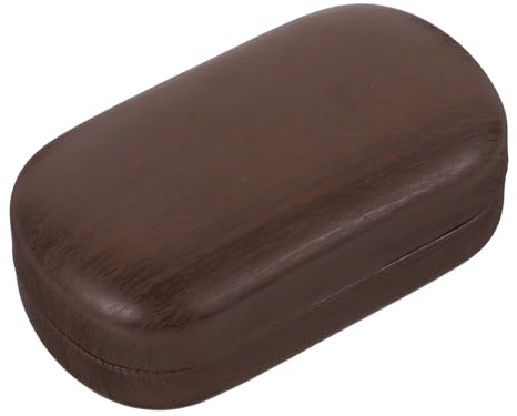 Portable Contacts Lens Case Brown Leak Proof Double Set with Mirror | Plastic Shell, Leather Lining, Clip and Suction Stick Included, Light Weight for Travel Storage