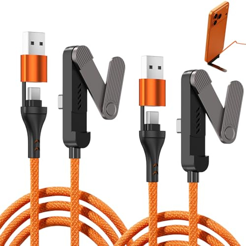 XAVURO 2pc Câble USB C Vers USB C Ave Support Invisible Et Adaptateur USB A | et Adaptateur USB A, Câble de Charge Rapide 240W, 1,5m pour Smartphone, Tablette et Ordinateur Portable