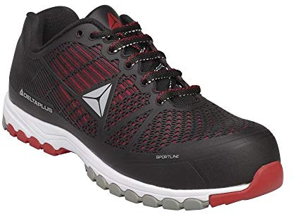 Delta Plus DSPORSPNR46 Halbschuhe Aus Polyurethan/Mesh-Einsätzen - S1P Hro Src, Schwarz-Rot, Größe 46