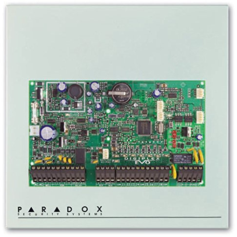 Paradox EVO192 Zentrale mit Mikroprozessor 8 Zonen (16 bei Nutzung der Funktion zur Duplizierung der Zonen), erweiterbar auf bis zu 192 kabelgebunden/kabellosen Zonen.
