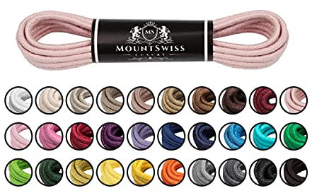 Mount Swiss Luxury Schuhbänder I Wasserabweisende und reißfeste Schnürsenkel rund ø 2-3 mm aus feiner Baumwolle/gewachst Farbe: pink.1302, Länge: 75 cm